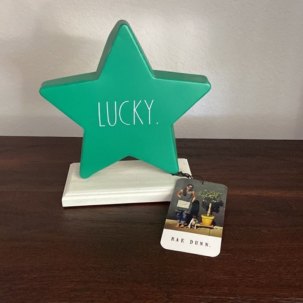 Rae Dunn  Metal Lucky Star ⭐️ green NWT